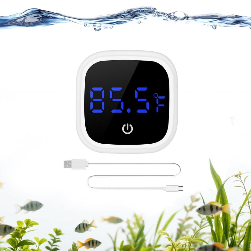 PAULTEMP Rechargeable Digital Aquarium Water Thermometer with HD LED Screen, Display ±1℉, Fish Tank Decoration Accessories for Betta Axolotl Shrimp Turtle Reptile & Aquatic - Image 1